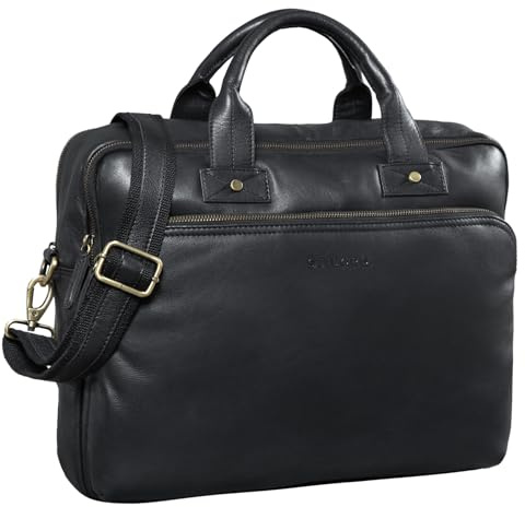 STILORD große Ledertasche schwarz - XL Aktentasche für Herren - Business-Tasche mit 15.6 Zoll Laptopfach - Vintage Umhängetasche Hector