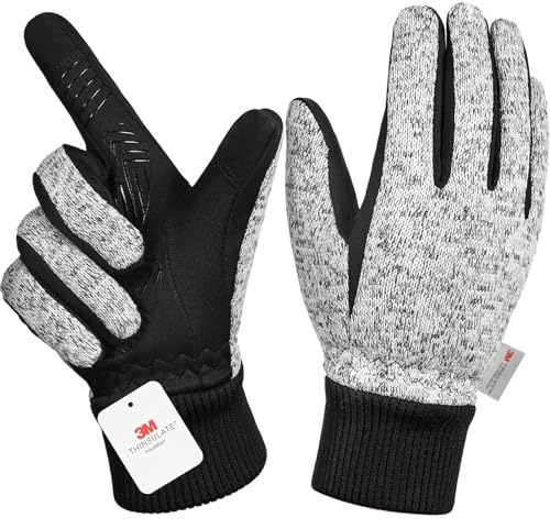 Winter Gloves for Men Women,-10°F 3M Thinsulate Thermal Gloves Soft Lined Touchscreen Warm Gloves,Anti-Slip Gel Road Bike Cycling Gloves for Skiing Cycling Running Hiking Driving Outdoor Sports