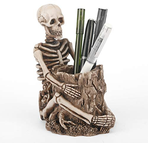 Arola Schädel Stifthalter Bleistifthalter Stiftehalter Skeleton Schlüsselhalter Make-up Pinselhalter Schädel Deko Organisator Containe-Halter Schreibwaren Bleistift Veranstalter Zubehör Heimbüro