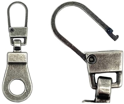 Telliswelt 1 Zipper 4 cm altsilber Metall Ersatz-Reißverschluss | Ersatz-Zipper 4 cm, altsilber, Metall: repariert abgerissene Anhänger an Jacken und Taschen, ohne Nähen einzuhängen.