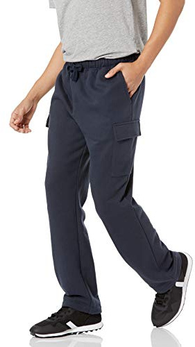 Amazon Essentials Men's Cargo Fleece Open Hem Sweatpant, Navy, M