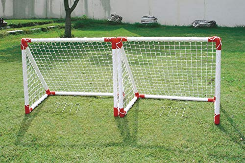 Outdoor Play | 2X Kinder Fußballtore Fussballtore für den Garten 78 x 68 x 53 cm inkl. Bodenhaken, robust und wetterfest aus lichtbeständigem PVC