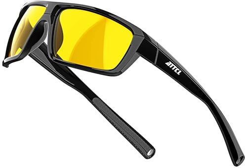 ATTCL Lunettes Conduite de Nuit Homme TR90, Lunette Jaune Conduite de Nuit Rectangulaire Anti-Éblouissement Pour Nuit Pluie Brouillard Conduite Auto Moto 5001 yeshi