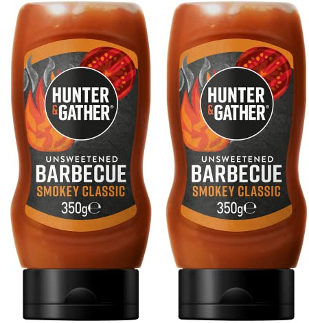 Hunter & Gather Salsa para barbacoa sin azúcar, 2 x 350 g, salsa para barbacoa keto, paleo, baja en carbohidratos y vegana, sin azúcar ni edulcorantes