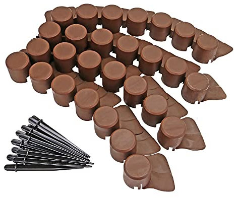 Taylor & Brown 4 Pack Brown Palisade Garden Edging Plastic Lawn Plant Border Push In Securing Pegs - Ideal for Borders Flowerbeds Paths and Lawns - Covers a 2m long edging