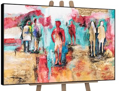 YS-Art XXL Abstrakt Acrylbild Personen im Park handgemalte bunt