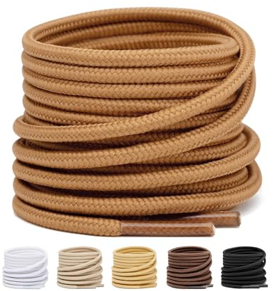 Stepace 2 Pares Cordones Redondos Botas 3.5 mm Cordones de Zapatos para Duraderos de Montaña Resistente Cordones Senderismo longitud 30-63 Marrón caramelo 114
