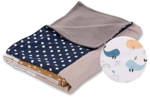 ULLENBOOM Babydecke 70x100 cm - OEKO-TEX Baumwolle mit Fleece | OEKO-TEX zertifiziert, Oberseite: 100% Baumwolle, Unterseite: Fleece, Made in EU, Atmungsaktiv, Schadstoffgeprüft, Waschbar