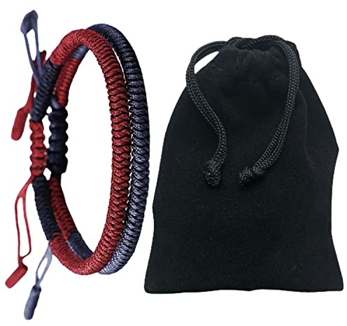 BRACO Pulsera Espiritual Tibetana Ajustable Pack 2 Roja y Azul