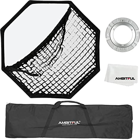 AMBITFUL Softbox 120cm/47.2inch Octagon Honeycomb Grid Bowens softbox, with Honeycomb Grid + Carrying Bag, for Bowens Mount lamp
