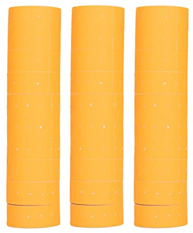 Pilipane Preisetiketten, 15.000 Stück, 3 Tuben à 10 Rollen, 500 Blatt/Rolle, 21 x 12 mm, mit doppelter roter Linie, hohe Viskosität, ideal für Preisauszeichnung und Produktkennzeichnung(Orange)