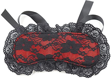 Augenbinde Erotik SM Bondage Sexspielzeug Augenmaske Spitze Stoff Schwamm Weich Rot Blickdicht Schlafmaske Rollenspiel für Erwachsene deine erotischen Fantasien,Verstellbar
