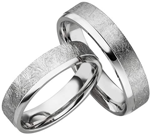 JC Trauringe 925er Sterling Silber Paar-Preis I Eheringe mit kostenfreier Gravur I Verlobungsringe | Paarringe | Partnerringe 5mm breit inkl. Etui I Größe 48 bis 72 I S045