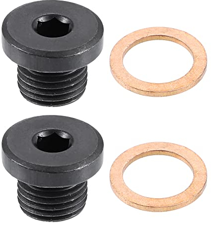 X AUTOHAUX 2 Pcs M14x1.5 Steel Engine Oil Drain Plug Screw for Audi A4 A6 S8 S6 S5 Q7 Q5 RS7 RS7 for Volkswagen Touareg Black