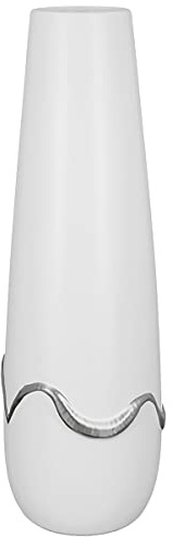 GILDE Deko Vase für Pampasgras - Keramikvase Kegelvase - Deko Wohnzimmer Geschenk für Frauen Geburtstag Muttertag - Farbe: Silber weiß mattHöhe 49 cm