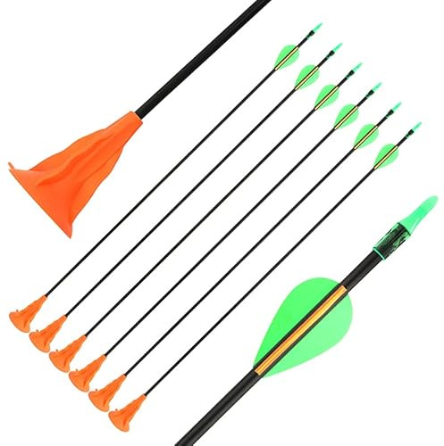 SHARROW Tir à l'arc Flèches à Ventouse 29 Flèches en Fibre de Verre Sûres Sucker Flèches pour Sébutant Tir à la Cible Entraînement (12, Orange)