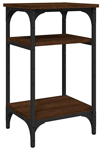 Makastle Beistelltisch Couchtisch Blumentisch mit 3 Ablagefach, Konsolentisch Pflanzentisch Kaffeetisch Sofatisch für Schlafzimmer Wohnzimmer, Braun Eichen-Optik 35x30x60 cm Holzwerkstoff