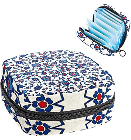 Perioden-Tasche, tragbare Tampon-Aufbewahrungstasche für Damenbinden, arabesque, Mehrfarbig, 4.7x6.6x6.6 in/12x17x17 cm