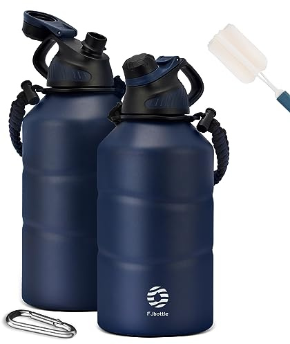 Fjbottle Edelstahl Trinkflasche 1,9L mit Magnetischem Deckel, BPA FREI auslaufsichere Doppelwandig Termo Metall Flasche - Kohlensäure geeignet Sport Wasserflasche für Uni, Fitness, Camping, Outdoor