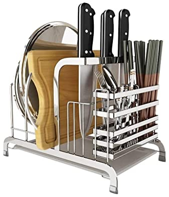 Blocs Couteaux vides Bloc De Couteaux De Stockage Bloc De Couteaux en Acier Inoxydable Porte-Couteaux Organisateur De Stockage Universel pour la Cuisine