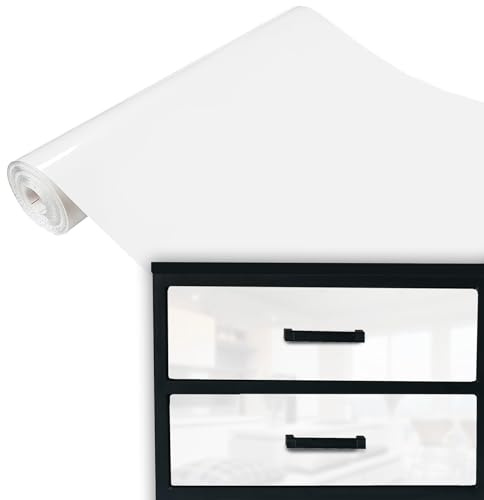 DecoMeister Klebefolie Möbel 67,5x200 cm - Selbstklebende Möbelfolie in glänzend und matt - PVC Folie für Möbel - Selbstklebende Folie für schnelle Umgestaltung und Renovierung - Weiß Glanz