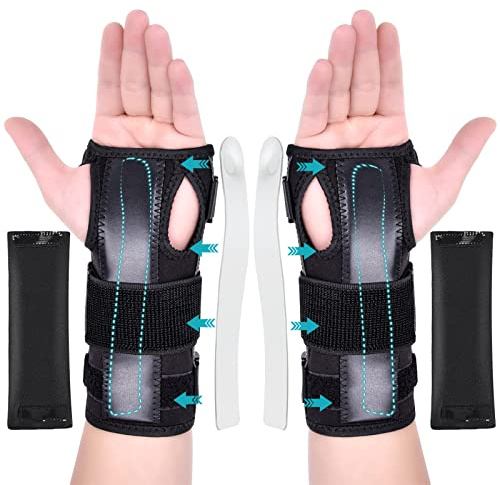 Apasiri Handgelenkstütze, Handgelenkschiene Für Die Rechte/Linke Hand, Handgelenkstütze mit Aluminiumschiene und weicher Polsterung für Karpaltunnel, Arthritis, Sehnenentzündung, Verstauchung (2, L)