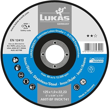 LUKAS-ERZETT 25 x Trennscheibe T41 für Edelstahl 230x1.9 mm gerade | für Winkelschleifer | A46X-BF- 24,5x24,5x8cm