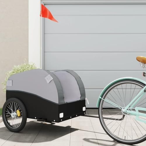 CIADAZ Lastenanhänger für Fahrrad Schwarz und Grau 45 kg Eisen, Fahrradanhänger, Lastenanhänger Fahrrad, Anhänger Fahrrad, Lastenanhänger Für Transport - 94126