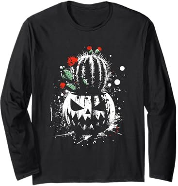 Jack O' Lantern Cactus - Calabaza espeluznante amante de Halloween Manga Larga