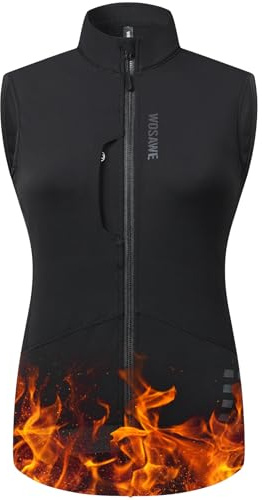 WOSAWE Damen Winter Fahrradjacke Thermo Fleece Laufweste Reflektierend Atmungsaktiv Radjacke mit YKK-Reißverschluss