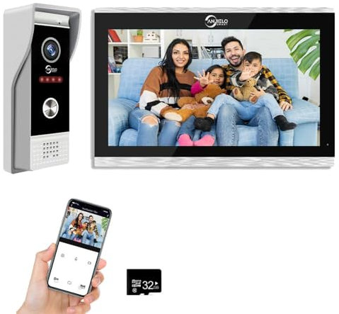 Video Intercom Doorbell Camera,1080P Video Doorbell Camera with 10 inch Touch Screen Video Doorbell Intercom, Support Auto Recording Infrared Night Vision PIR Motion Detection