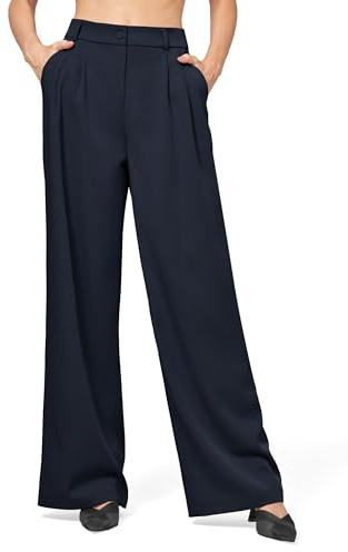 Willit Women's Work Pants Wide Leg Dress Pants High Waisted Casual Slacks Business Office Pants with Pockets 30 Navy XL