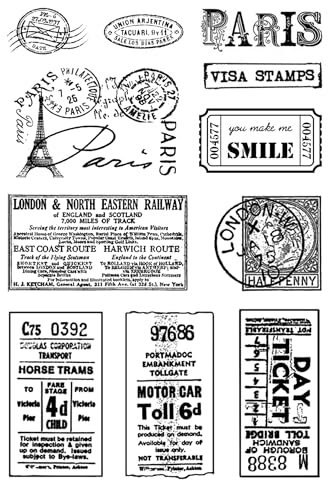 Transparente Stempel, Stempel zum Basteln, 11 x 16 cm, Vintage-Magazin, transparenter Stempel für Scrapbooking, Kartenherstellung, transparenter Stempel, Zubehör, Stil 5