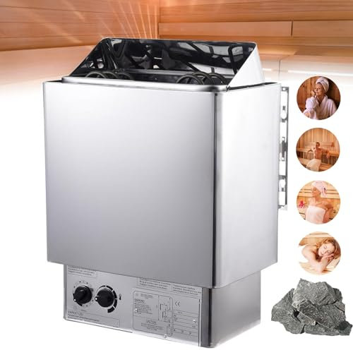 Stufa Elettrica Per Sauna, Stufa Riscaldante Per Sauna In Acciaio Inox Con Controller Interno Per Bagno Turco Spa Dell'Hotel Di Casa, Timer: 0-180 Min, Temperatura: 0-110 ℃,6KW