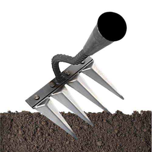 Desbrozador manual de jardín, rastrillo de jardinería multidientes, extractor de césped, cultivador manual multiuso, herramienta de extracción de césped para patio, patio trasero