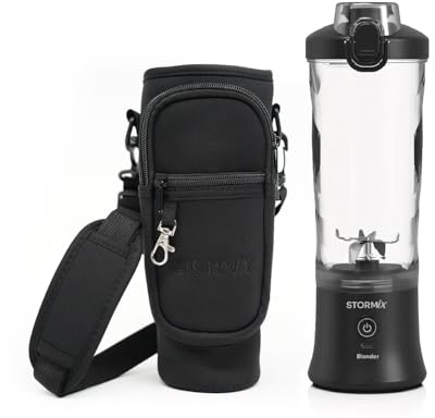 STORMIX Blender Blender Pack & Isolerad påse - Kraftfull mixer 150 W - 6 blad i rostfritt stål - smoothies, shakers, pilerad is - USB-C uppladdningsbar - värmeisolerande fodral - enkel transport
