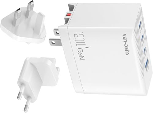 120W USB C Charger, 4-Port Plug GaN 3rd Gen chip technology 120W Laptop Charger Plug for MacBook Pro/Air, iPad, iPhone 16e/16/16 Pro/16 Pro Max/Galaxy S25/S25+/Pixel 9