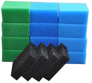 SANLILI Kompatibler Satz Filtermedien für Juwel Compact/Bioflow 3.0 M (4 x Blaue Schwämme (fein), 4 x Blaue Schwämme (grob), 4 x Grüne Schwämme & 4 x Aktivkohle-Schwämme)