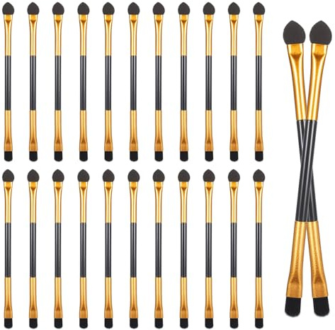 24 PCS Dual End Eyeshadow Smudge Brush 2 in 1 Eyeshadow Sponge Concealer Brush Double Sided Eyeshadows Makeup Brushes Eyeshadows Applicator Makeup Cosmetic Tool for Blending Foundation Eye Shadow