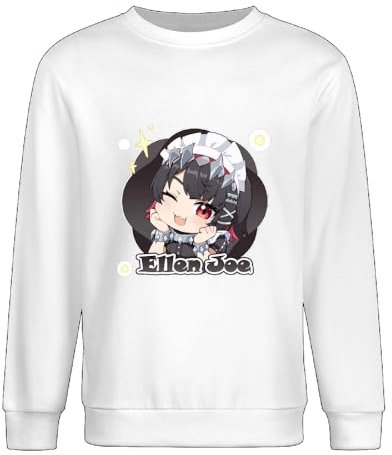 PLAYDOM Zenless Zone Zero Ellen Joe Impression Rundhals Sweatshirt Schwarz/Weiß Baumwolle Unisex Gaming Merch (White-C,XL)