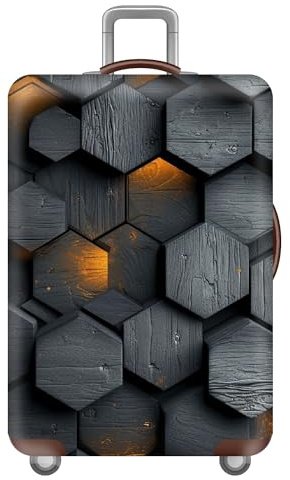 Elastisch KofferhüLle KofferschutzhüLle,Cyberpunk-Stil,Reisekoffer SchutzhüLle Mit ReißVerschluss,Koffer Cover Waschbar GepäCkabdeckung 18-32 Zoll,Kinder,Jungen,MäNner (Sechseck,M(22-24inch))