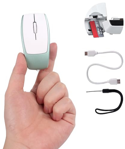 Souris Sans Fil, Mini Compacte Bluetooth avec lecteur de carte (jusqu'à 2TB) Portable Silencieuse Rechargeable optique, pour Smartphone/Ordinateur Portable/PC/Tablette, étudiants/enfants cadeau（Vert）