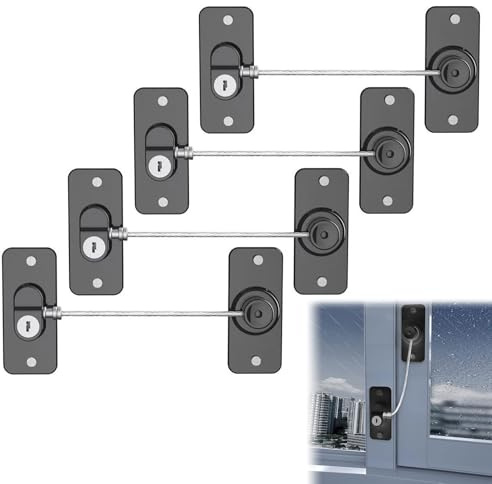 4 piezas Cerradura Para Puerta De FrigoríFico, Candados de Seguridad para Bebés, Cerraduras para Puertas de Nevera y Congeladores con Llave, Para FrigoríFico, Lavadora, Armario, Ventana, Negro