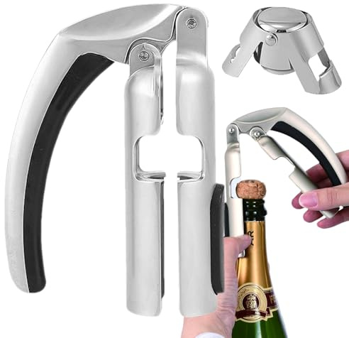 Champagne Opener - Professional Wine Cork Remover, Strong Champagne Bottle Puller | Reliable Cork Opener with Comfortable Easy Grip Ergonomic Handle For Bartenders Home Kitchen And Party