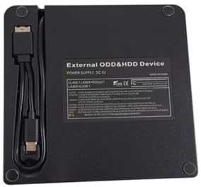 Hemobllo Unidad de CD Externa y Grabadora DVD Multifuncional Interfaz USB 3.0 y Type-c, Diseño Clásico, Ligera y Compatible Portátil y Escritorio