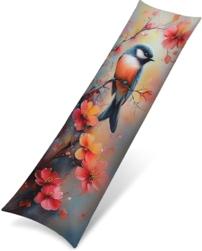 Rosa Cuscino per Dormire Laterale 60x180 Cuscino Lungo per Dormire Lateralmente, Cuscini per il Collo, per Gravidanza e Sostenere la Maternità, Migliorare Qualità Del Sonno,Federe Cuscini Fiori Q-1518