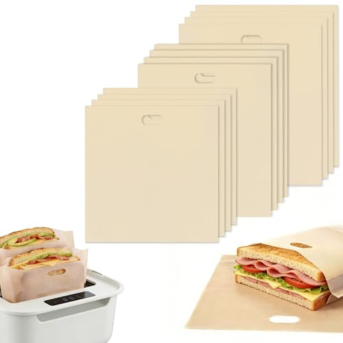 10Pcs Toastie Bags,3 Size Toaster Bags Reusable Nonstick,Toastie Pockets | Premium Reusable Toaster bags for Grilled Cheese Sandwiches Pizza Panini,for Toaster Microwave Grill, Washable Toastie Bag