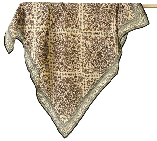 Prettystern doppelseitig doppelface bedrucktes Woll-seide 65 cm Seiden-Halstuch Bandana Wolltuch für Damen & Herren Frühling & Herbst