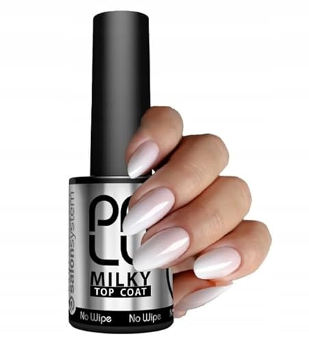 PALU - Top Coat ohne Schwitzschicht - No Wipe UV LED Überlack - Ohne Inhibitionsschicht, intensiver Glanz, Mittelviskos - Halbtransparente, Milchige Formel - Milky 11 g