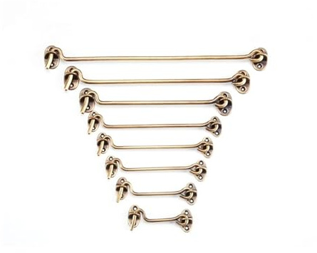 2 Stück Windhaken aus Bronze, Kabinenhaken, Messingöse, Schuppentor-Türriegel, geräuschloser Halter for Fenster- und Türverriegelung, Ösenbolzen-Haken Für Türen, Schränke(10cm)
